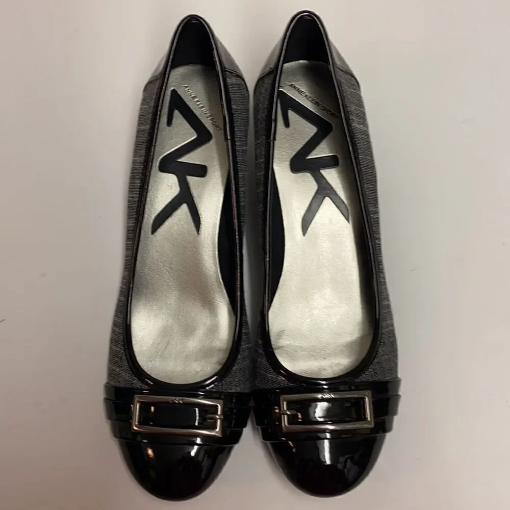 Anne Klein Sport Sadique Patent leather and tweed wedges‎ Size 8.  B71